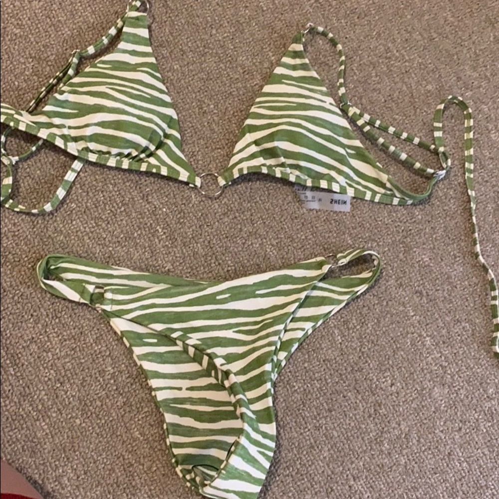 Green zebra print bikini